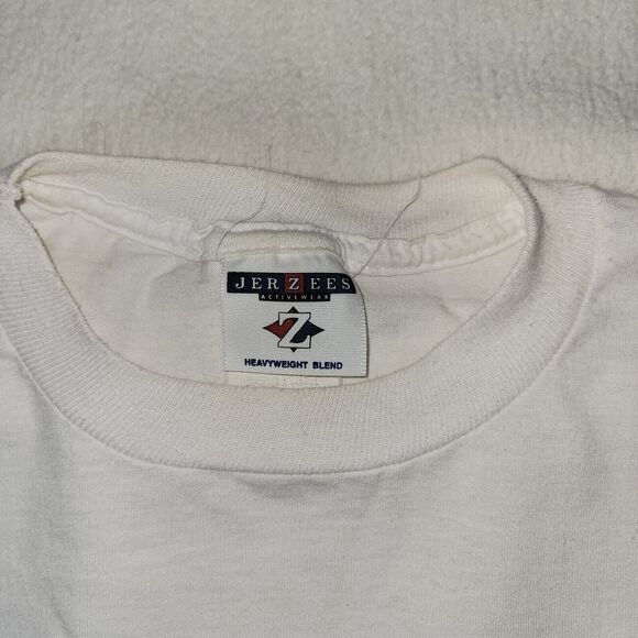 Vintage MMs T Shirt Mens Size Medium White Y2k Grunge Retro Jerzees Heavyweight - Picture 11 of 16